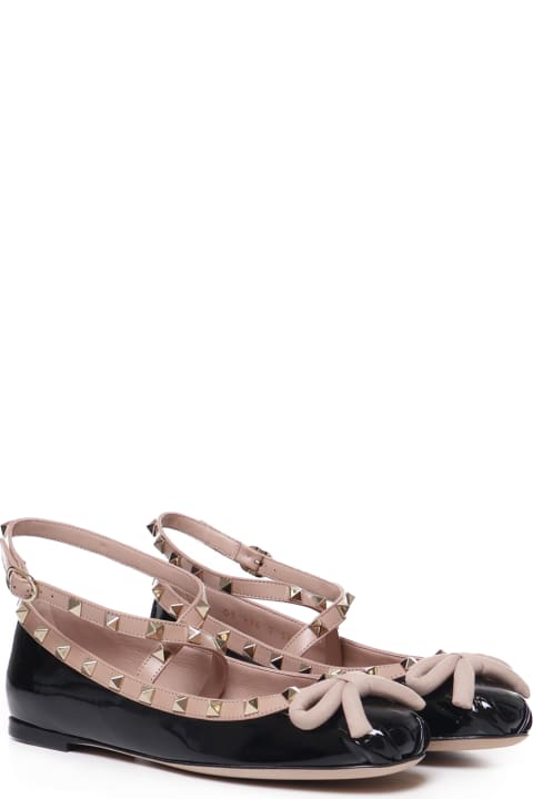 Flat Shoes for Women Valentino Garavani Rockstud Ballerinas In Patent Leather