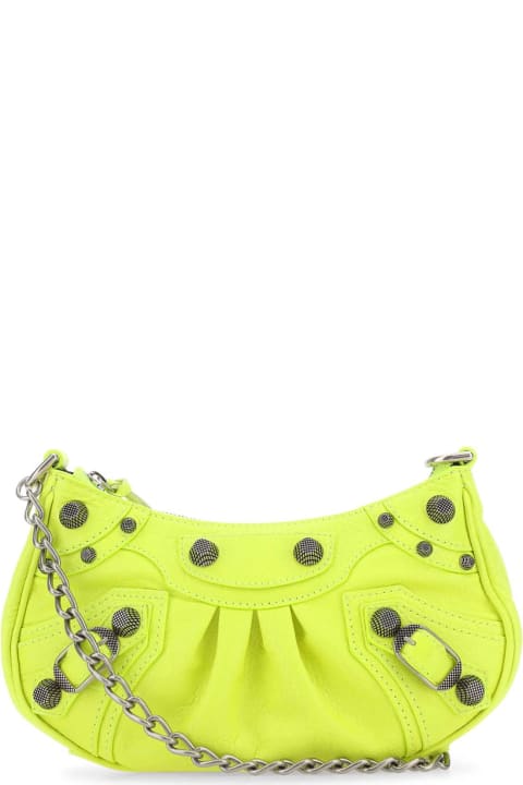 ウィメンズ Balenciagaのトートバッグ Balenciaga Fluo Yellow Leather Le Cagole Mini Handbag