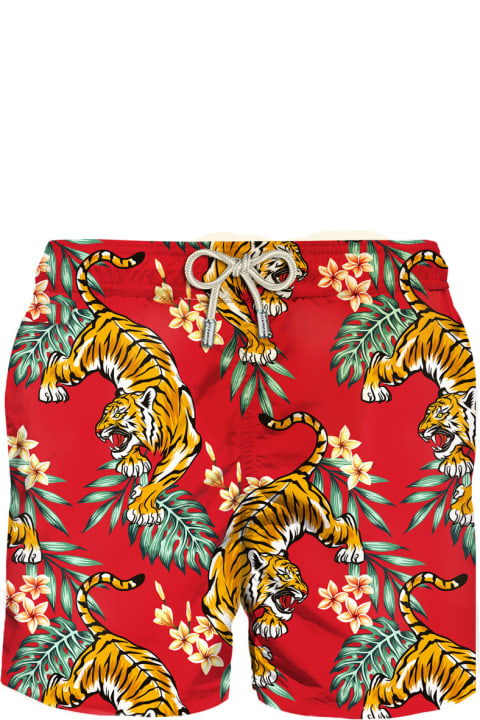 Homeware MC2 Saint Barth Man Light Fabric Swim Shorts With Tiger Print