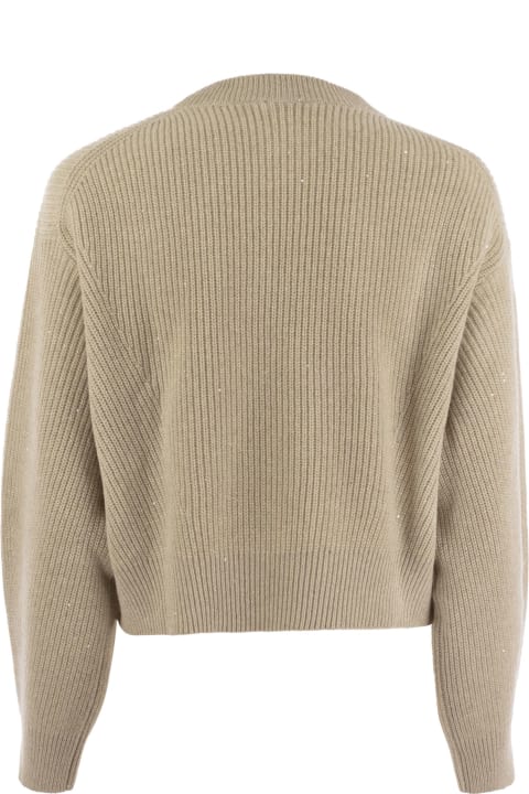 ウィメンズ Brunello Cucinelliのニットウェア Brunello Cucinelli Dazzling Ribbed Sweater In Cashmere And Wool