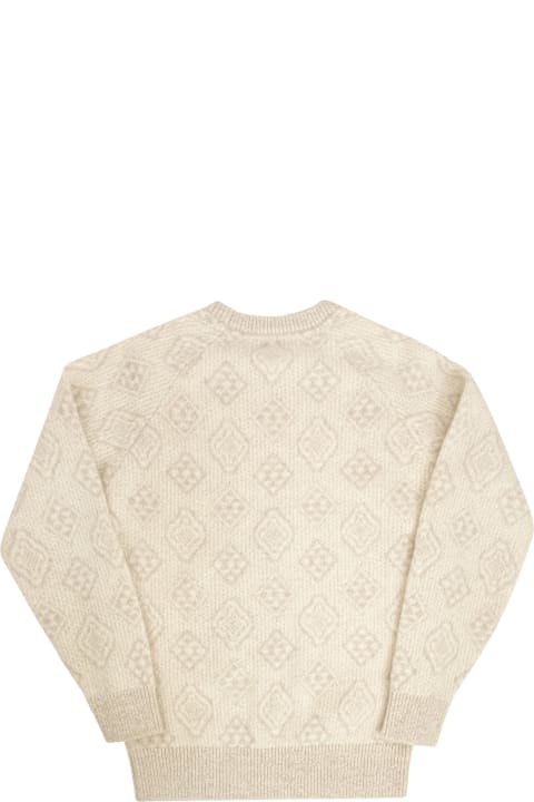 Brunello Cucinelli for Kids Brunello Cucinelli Geometric Jacquard Sweater In Alpaca, Cotton And Wool