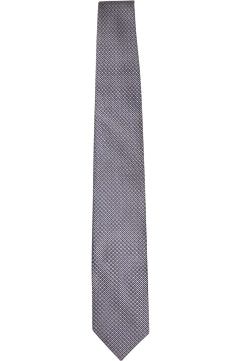 メンズ Brioniのネクタイ Brioni Micropattern Blue/white Tie