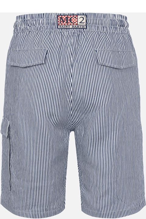 Homeware MC2 Saint Barth Man Blue Striped Linen Bermuda Marseille