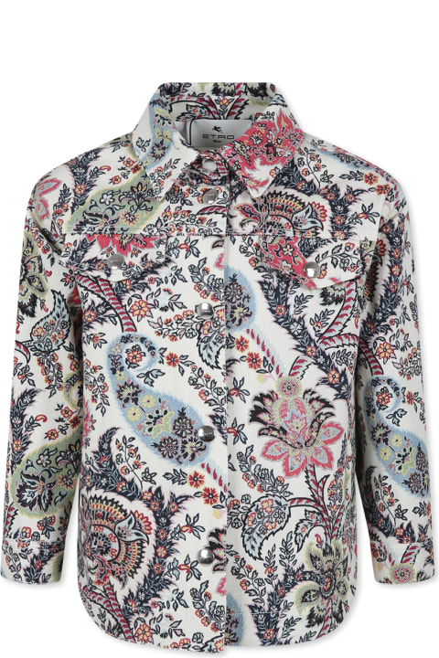 ガールズ Etroのシャツ Etro Ivory Jacket For Girl With Floral Paisley Print