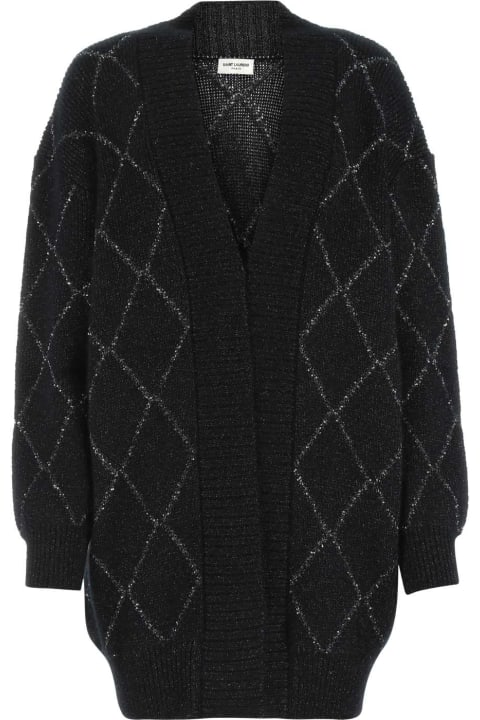 Saint Laurent Sweaters for Women Saint Laurent Embroidered Mohair Blend Oversize Cardigan