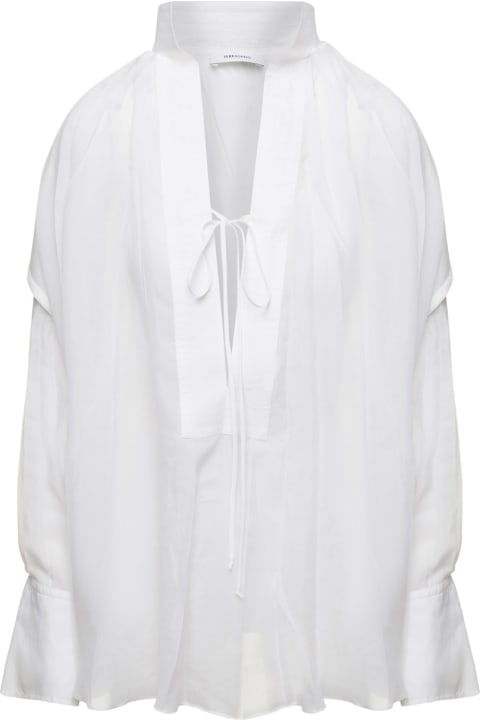 Ferragamo Topwear for Women Ferragamo White Caftano Shirt In Silk Blend Woman