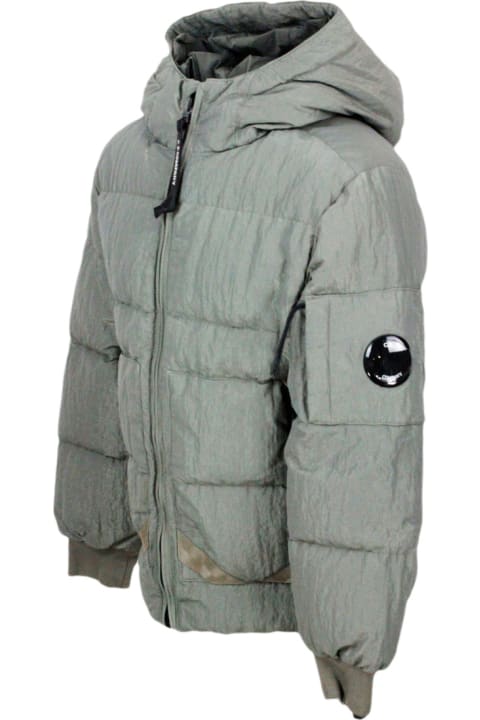 C.P. Company Coats & Jackets for Boys C.P. Company Down Jacket In Real Goose Down In Saint-peter Fabric In Wrinkled Effect Garment Dyed. Full Zip Closure, Integrated Hood And Front Pockets
