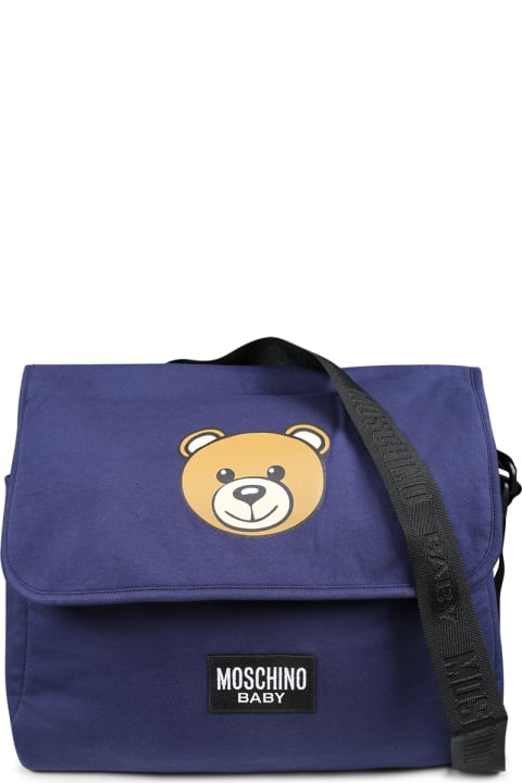 Homeware Moschino Blue Changing Bag For Babykids With Teddy Bear