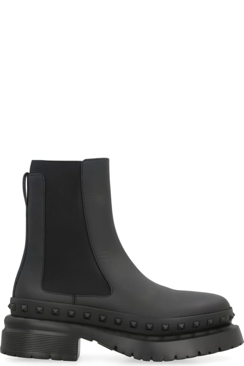 Valentino Garavani - Rockstud M-way Leather Chelsea Boots