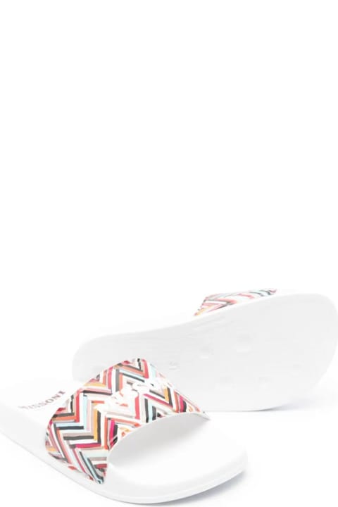 Missoni Kids Shoes for Baby Boys Missoni Kids Rubber Slippers With Logo And Blue Chevron Pattern