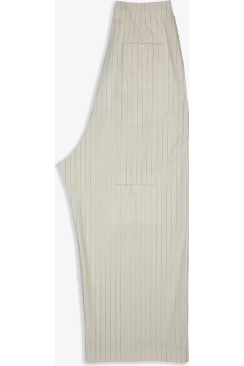 ウィメンズ MM6 Maison Margielaのパンツ＆ショーツ MM6 Maison Margiela Pantalone Off white pinstriped baggy tailored pant