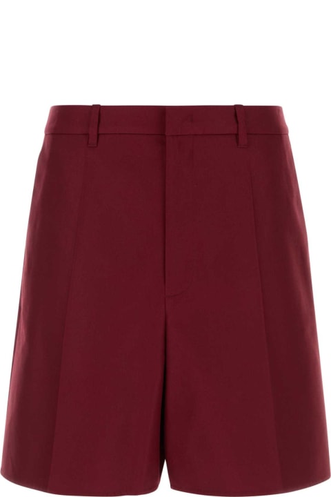 Pants for Men Valentino Garavani Burgundy Cotton Bermuda Shorts