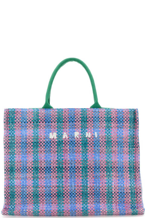 メンズ Marniのトートバッグ Marni Multicolor Raffia Big Shopping Bag