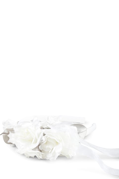 Homeware Monnalisa White Headband For Girl With Flowers