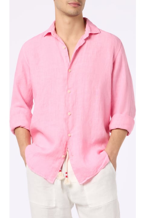 MC2 Saint Barth Shirts for Men MC2 Saint Barth Man Pink Linen Shirt Pamplona