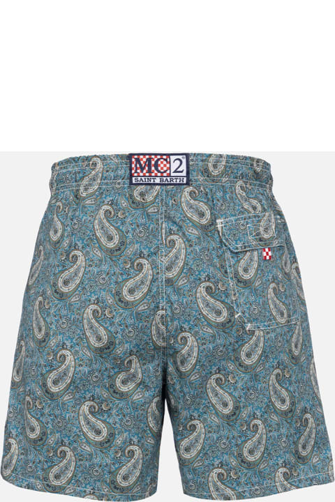 Homeware MC2 Saint Barth Man Mid-length Gustavia Swim-shorts With Cashmere Print