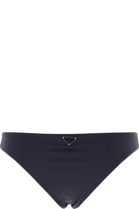 ملابس سباحة لـ السيدات Prada Navy Blue Stretch Nylon Bikini Bottom