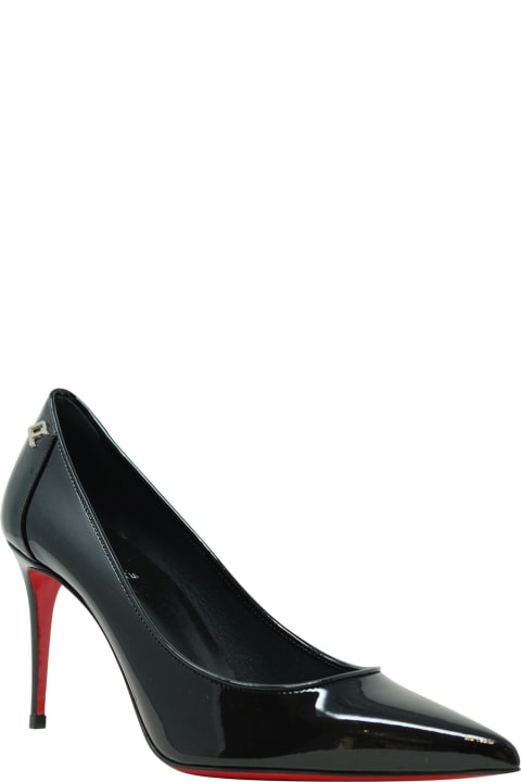 Christian Louboutin High-Heeled Shoes for Women Christian Louboutin Christian Louboutin Black Patent Leather Sporty Kate 85 Pumps
