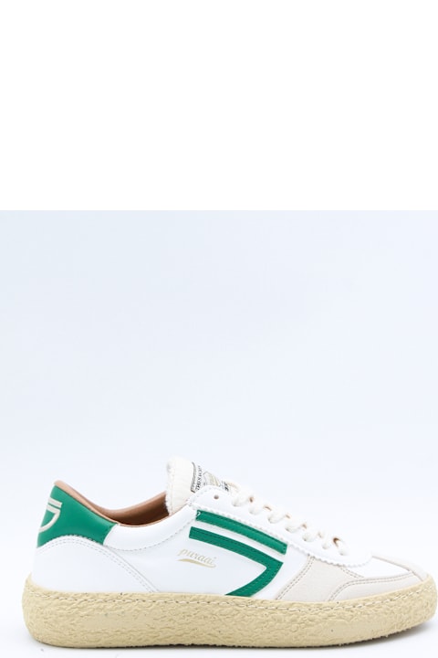 Puraai White And Green Leather Sneakers