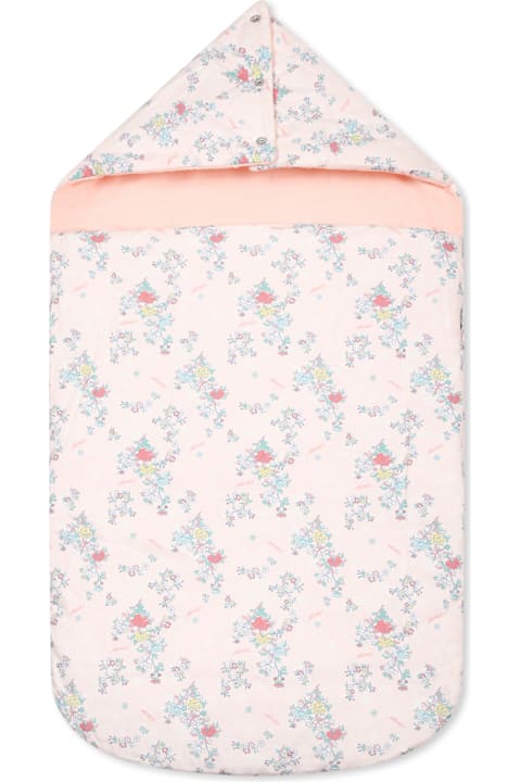Kenzo Kids Accessories & Gifts for Baby Girls Kenzo Kids Pink Reversible Sleeping Bag For Baby Girl With Floral Print