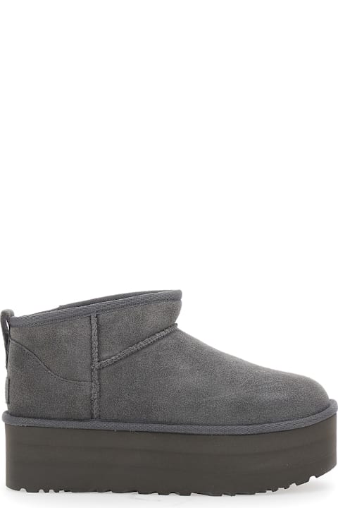 Homeware UGG 'ultra Mini Classic' Grey Pull-on Boots In Suede Woman