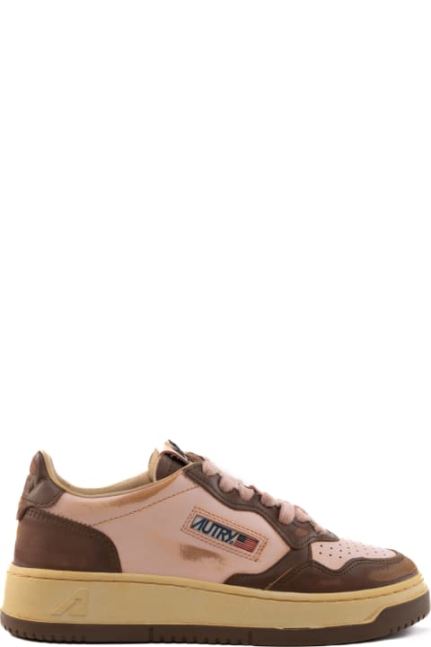 Homeware Autry Autry Medalist Low Super Vintage Sneakers In Brown/pink Leather