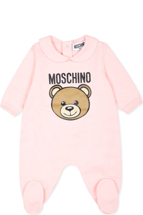 Moschino Bodysuits & Sets for Baby Girls Moschino Pink Babygrow Set For Baby Girl With Teddy Bear