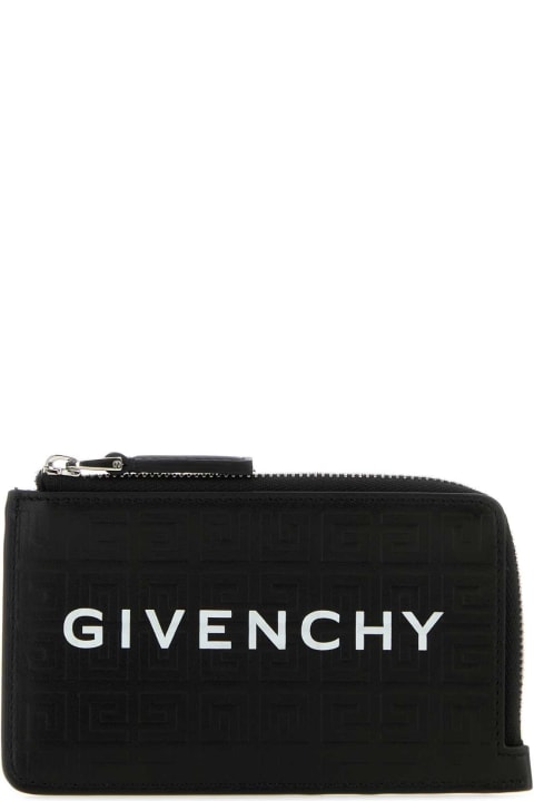 Givenchy Women Givenchy Black Canvas And Leather G-cut 4g Card Holder