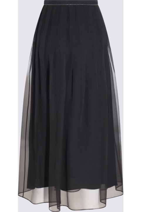 Skirts for Women Brunello Cucinelli Dark Blue Silk Skirt