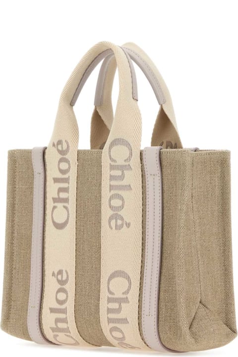 Bags for Women Chloé Multicolor Linen Small Woody Shopping Bag
