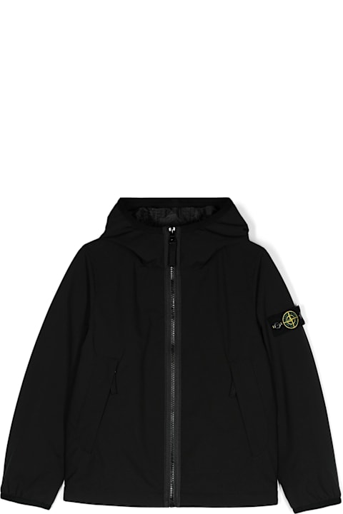 Stone Island for Boys Stone Island Black Hooded Jacket