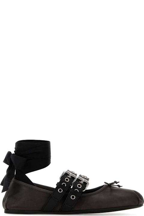 Miu Miu Dark Brown Leather Ballerinas