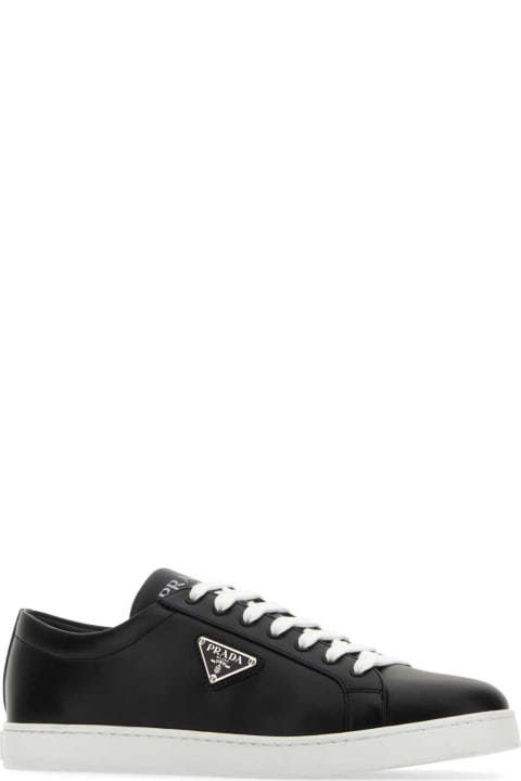 メンズ Pradaのシューズ Prada Black Leather Sneakers