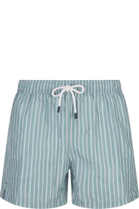 Fedeli for Men Fedeli Green Striped Swim Shorts