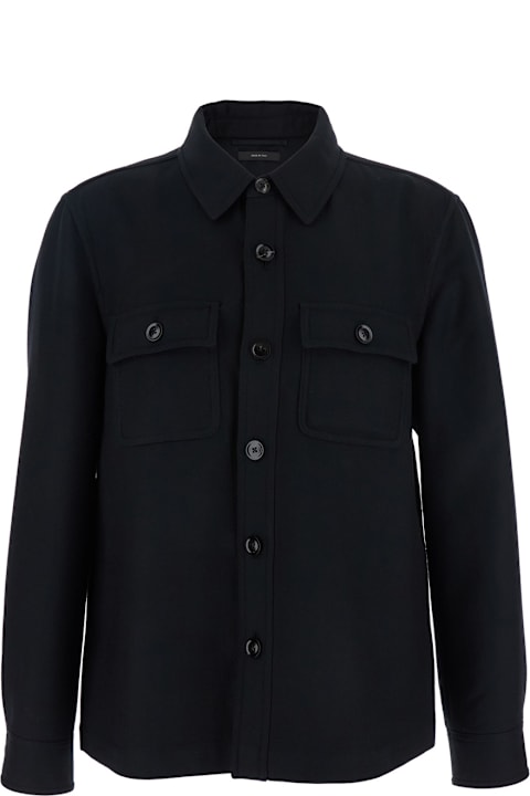 Homeware Tom Ford Black Jacket With Flap Pockets On The Chest In Wool Man