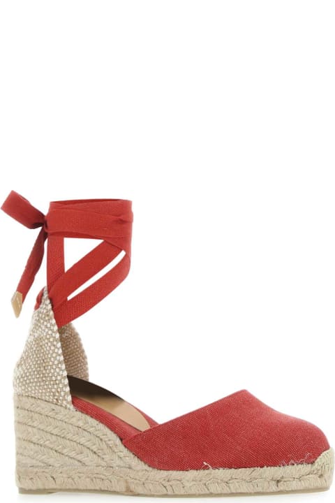 Fashion for Women Castañer Red Canvas Carina Wedges