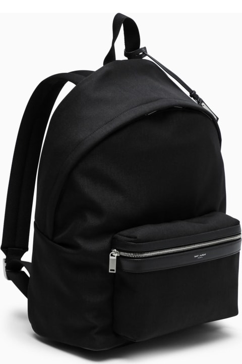Black Leather-trim City Backpack