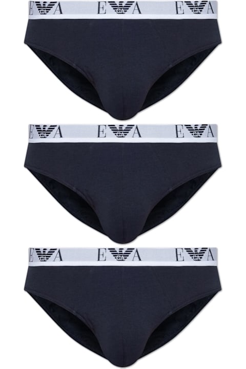 Homeware Emporio Armani Underwear Emporio Armani Three-pack Of Cotton Briefs With Logo