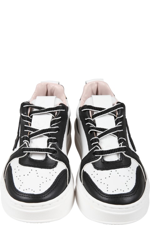 Shoes for Girls Chiara Ferragni White Sneakers For Girl With Eyestar