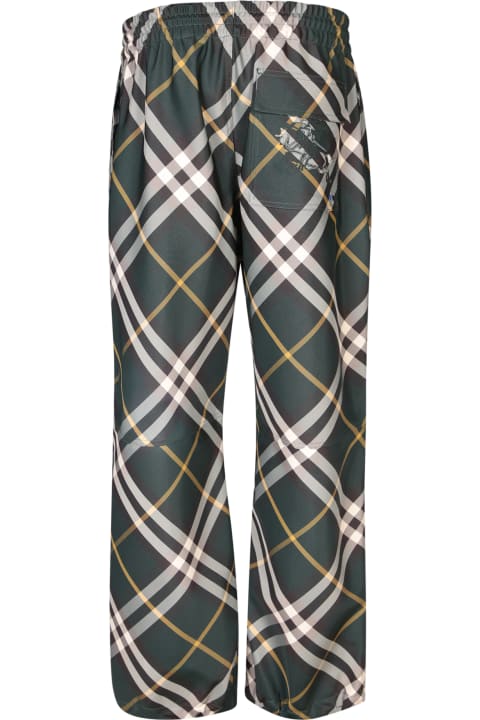 Pants for Men Burberry Wide-leg Equestrian Knight Motif Checked Trousers