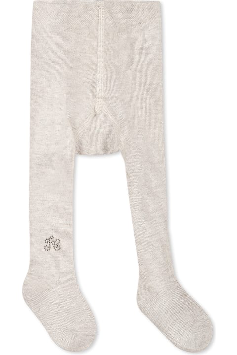 Tartine et Chocolat for Kids Tartine et Chocolat Beige Tights For Baby Girl With Logo