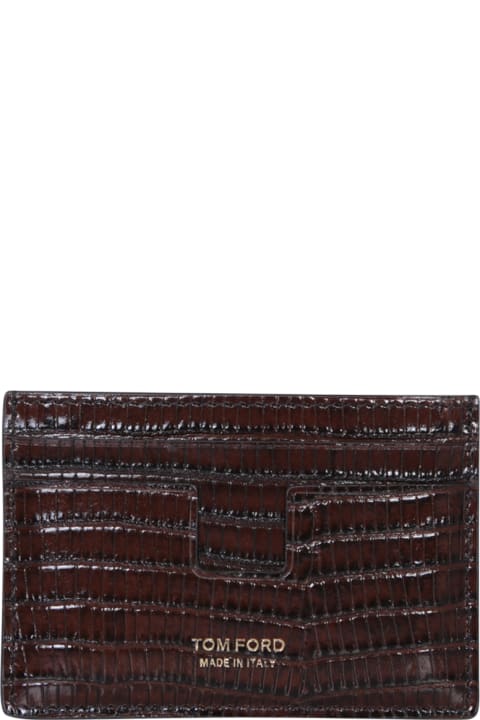 Accessories Sale for Men Tom Ford Glossy Printed Croc Cardholder