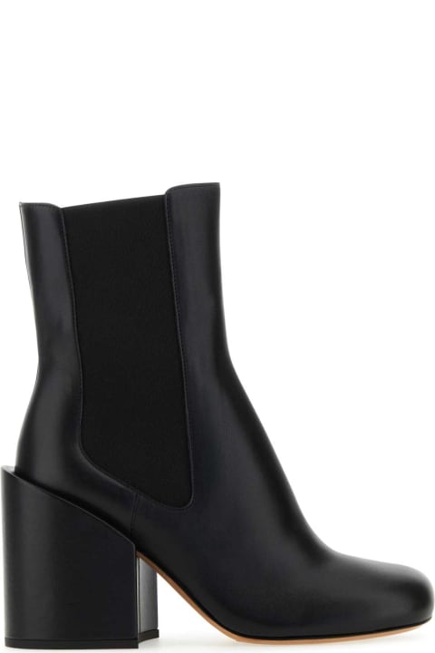 SportMax Boots for Women SportMax Black Leather Etra Ankle Boots