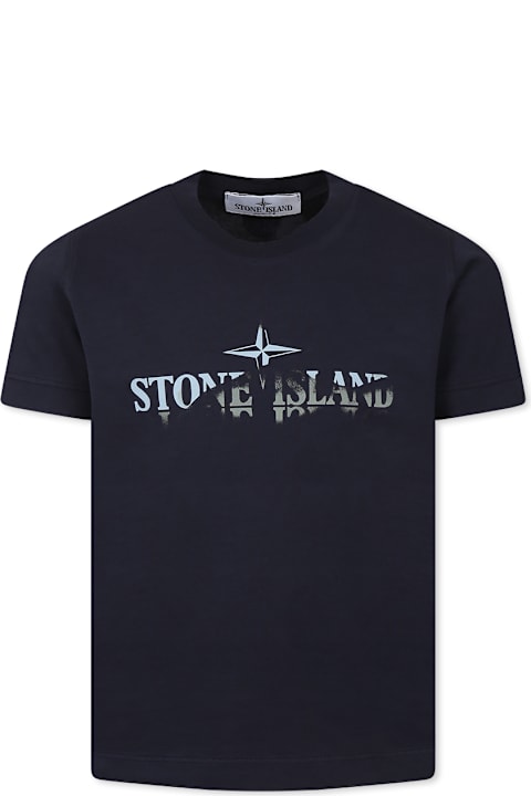 Homeware Stone Island Junior Blue T-shirt For Boy With Compass