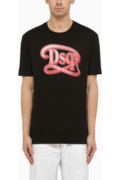 Dsquared2 Topwear for Women Dsquared2 Black Cotton T-shirt With Logo Print
