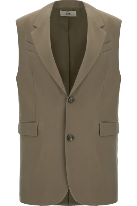 Ami Alexandre Mattiussi Coats & Jackets for Women Ami Alexandre Mattiussi Dove Grey Wool Oversize Long Vest