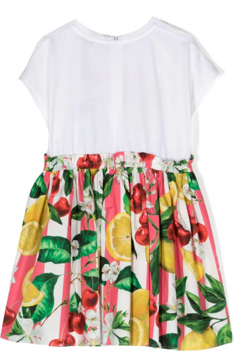 Dresses for Girls Dolce & Gabbana Jersey And Poplin Dress With Lemon And Cherry Print