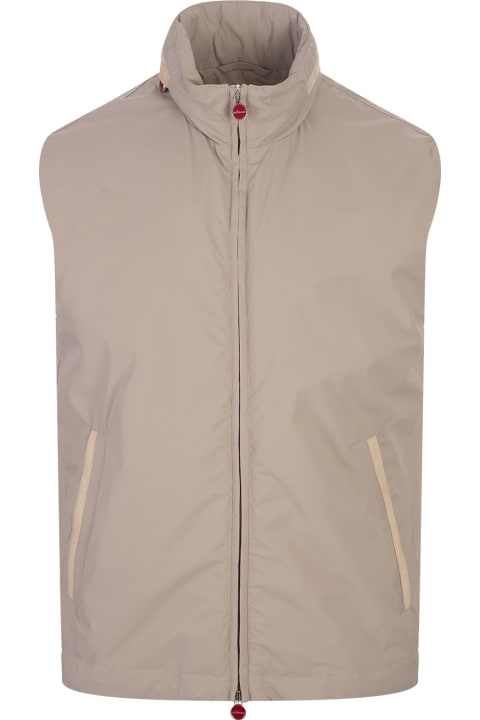 Kiton Coats & Jackets for Men Kiton Beige Vest With Pull-out Hood
