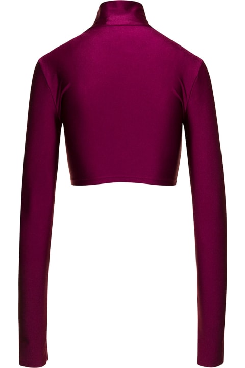 The Andamane Clothing for Women The Andamane 'orchid' Bordeaux Turtleneck Crop Top In Stretch Polyamide Woman