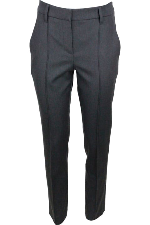 Brunello Cucinelli Clothing for Women Brunello Cucinelli Stretch Cotton Drill Trousers With Monili On The Back Loop